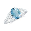 Solitaire Aquamarine Oval Engagement Ring with Diamond