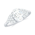 6X8 MM Oval Moissanite Engagement Ring with Cluster Side Stones