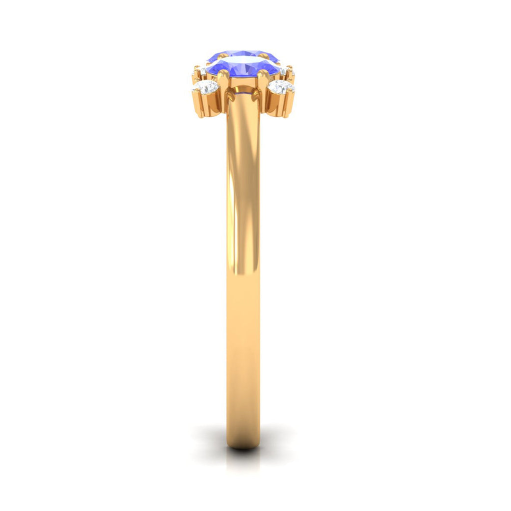 Oval Cut Tanzanite Three Stone Ring with Diamond