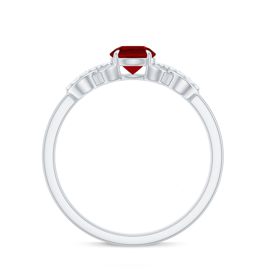 Round Shape Lab Grown Ruby Solitaire Infinity Ring with Diamond