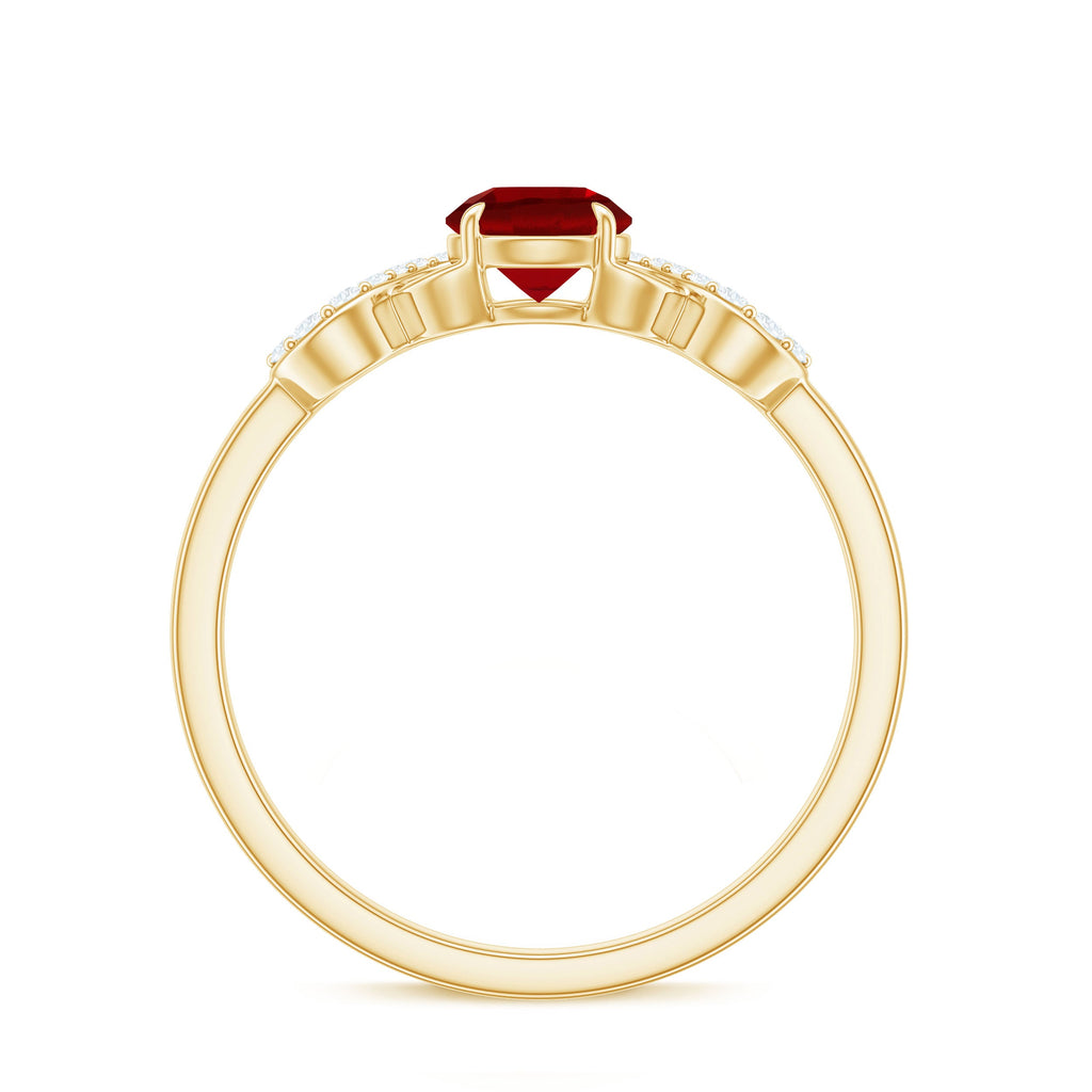 Round Shape Lab Grown Ruby Solitaire Infinity Ring with Diamond