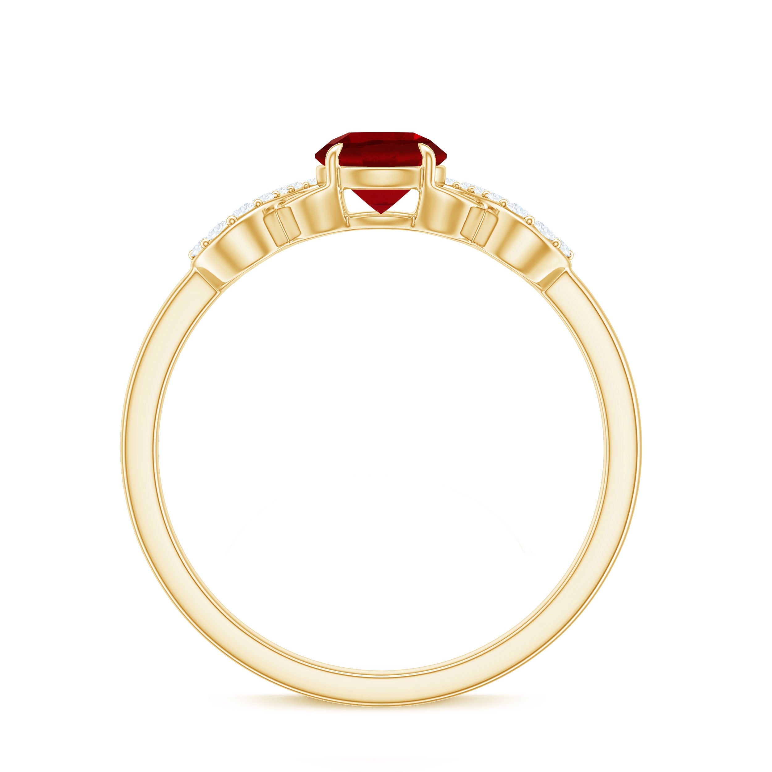 Round Shape Lab Grown Ruby Solitaire Infinity Ring with Diamond