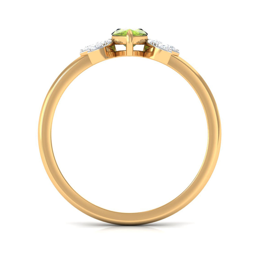1 CT Marquise Cut Peridot Promise Ring with Diamond Stones