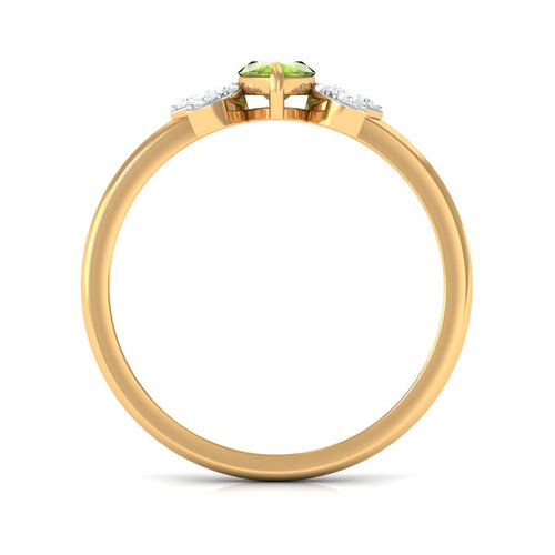 1 CT Marquise Cut Peridot Promise Ring with Diamond Stones