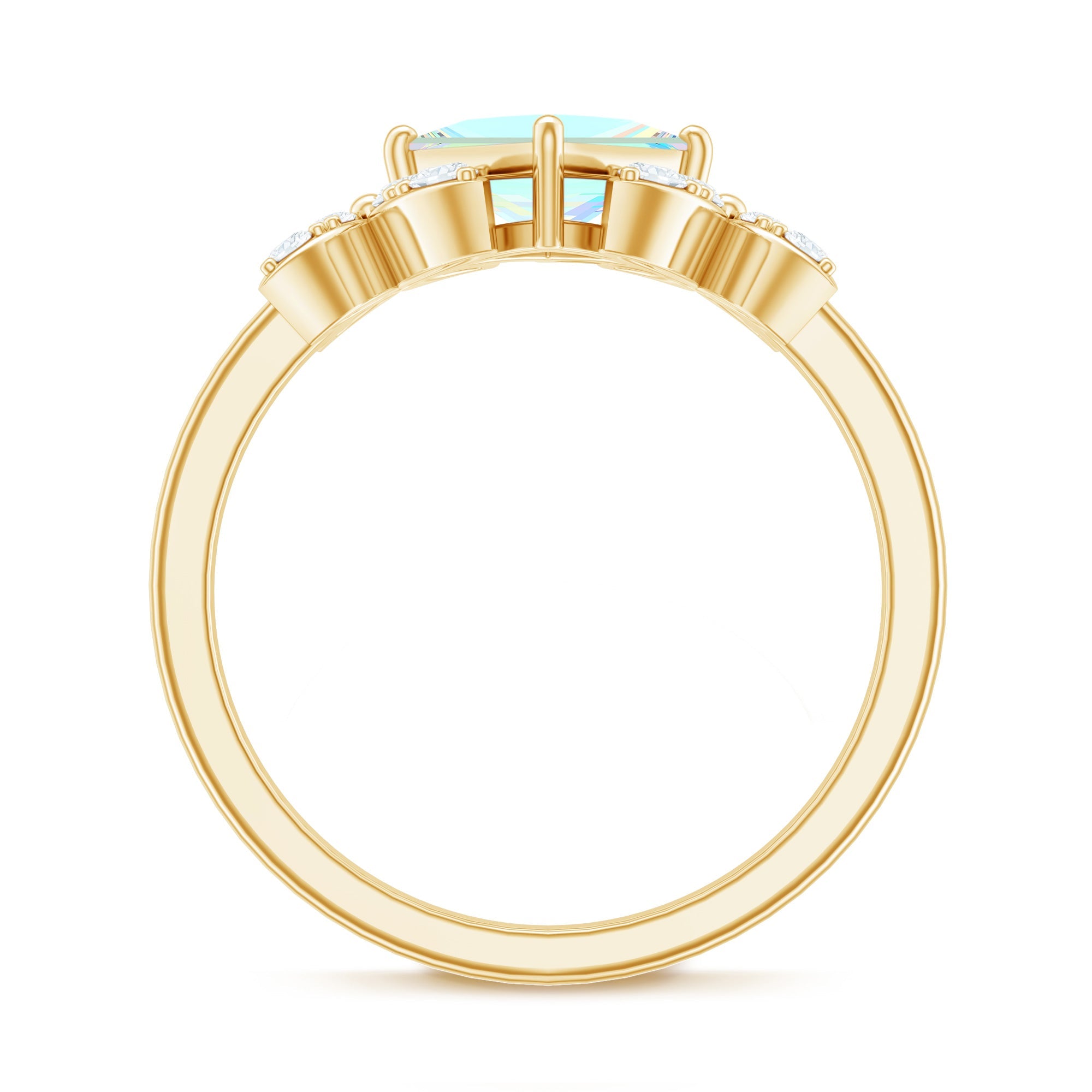 Natural Princess Cut Ethiopian Opal Flower Engagement Ring with Diamond