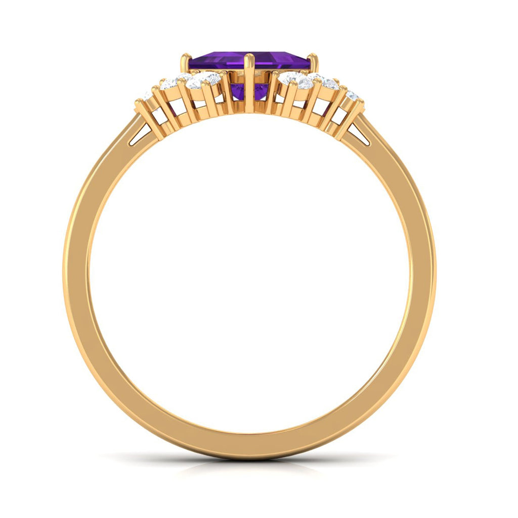 Princess Cut Amethyst Designer Engagement Ring with Diamond