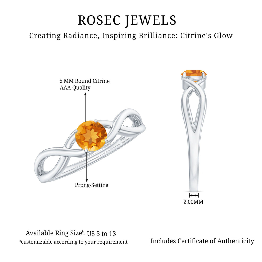 Certified Real Citrine Infinity Promise Ring with