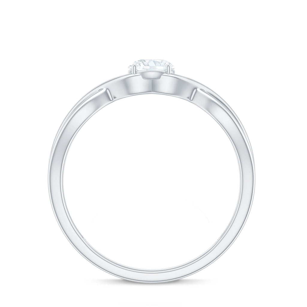 Round Moissanite Solitaire Promise Ring with Infinity Band