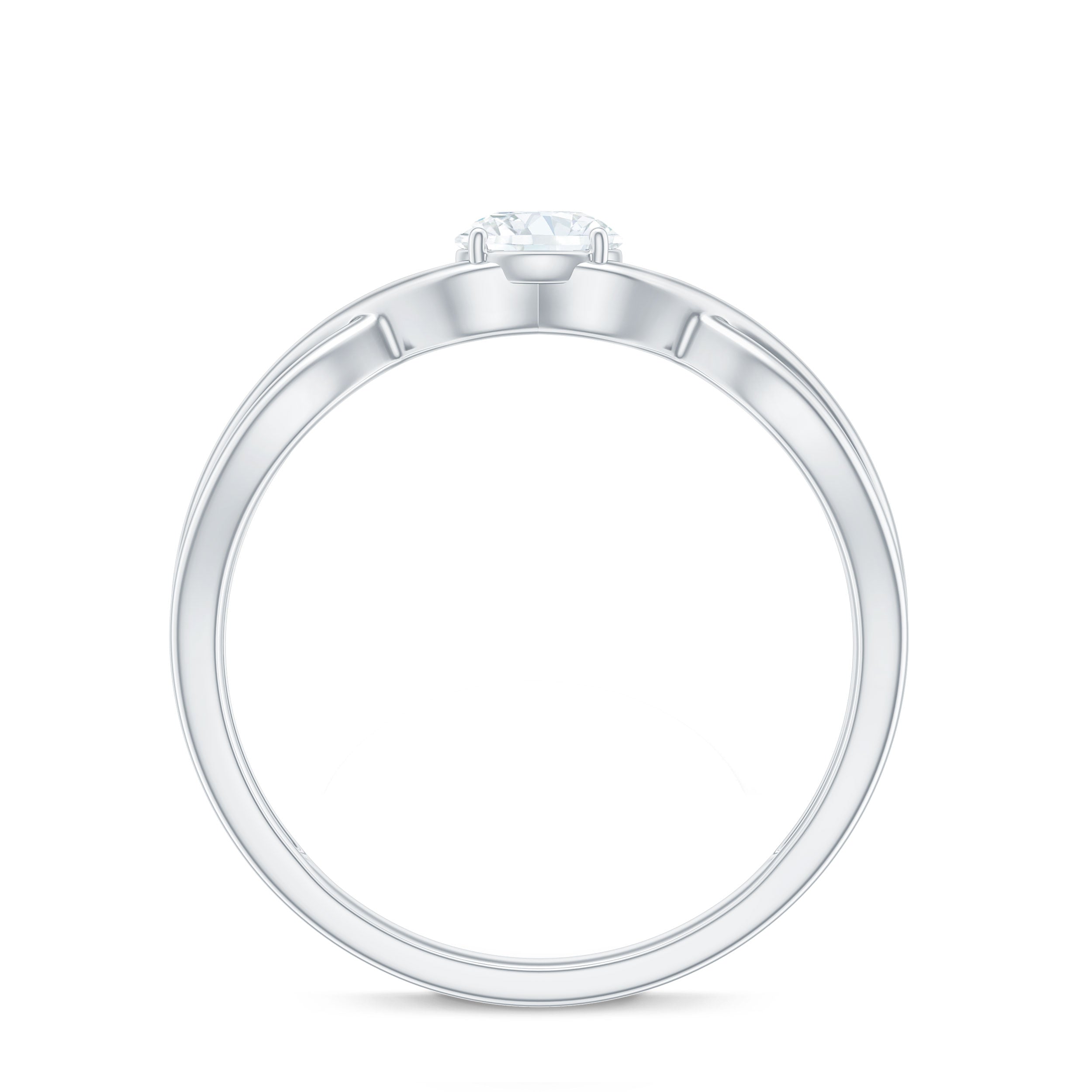 Round Moissanite Solitaire Promise Ring with Infinity Band
