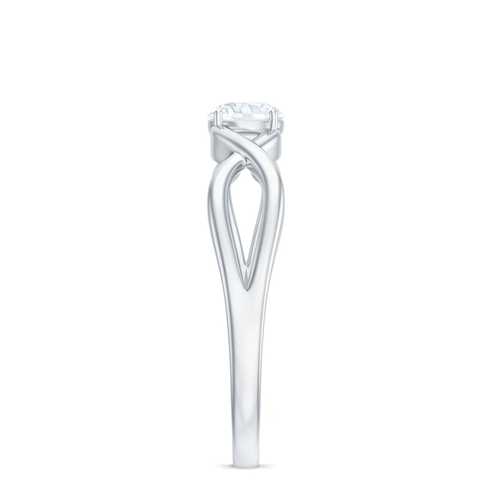 Round Moissanite Solitaire Promise Ring with Infinity Band