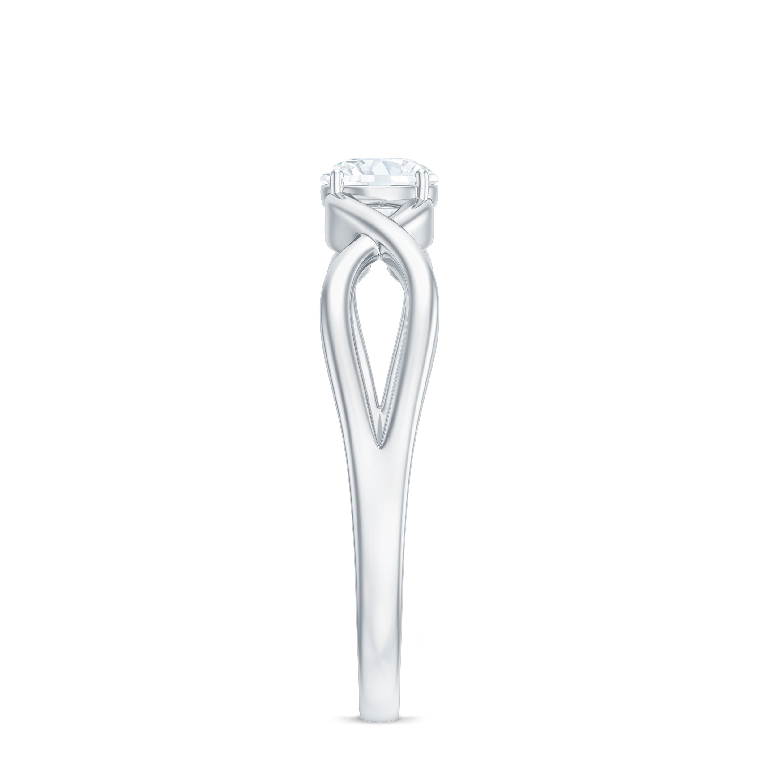Round Moissanite Solitaire Promise Ring with Infinity Band