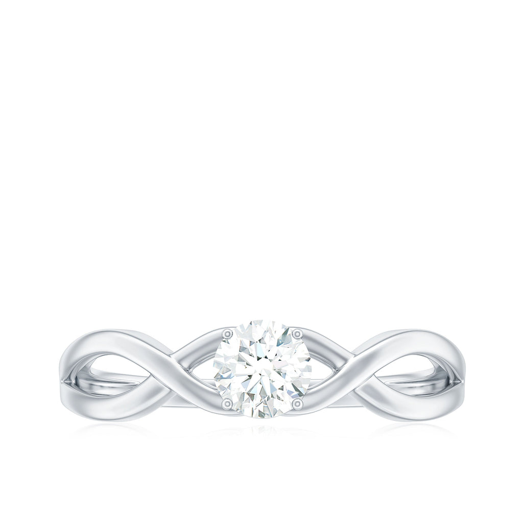 Round Moissanite Solitaire Promise Ring with Infinity Band