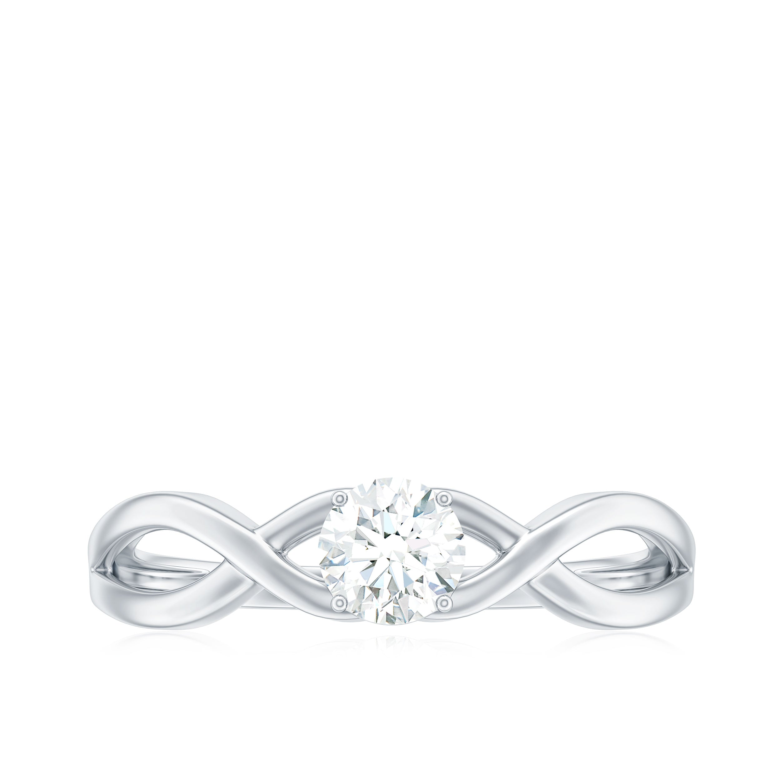 Round Moissanite Solitaire Promise Ring with Infinity Band