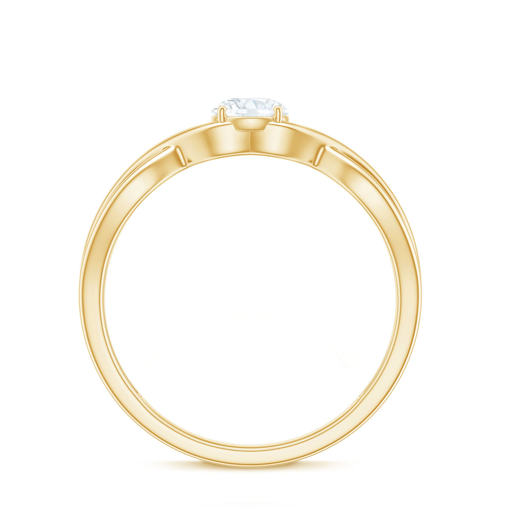 Round Moissanite Solitaire Promise Ring with Infinity Band
