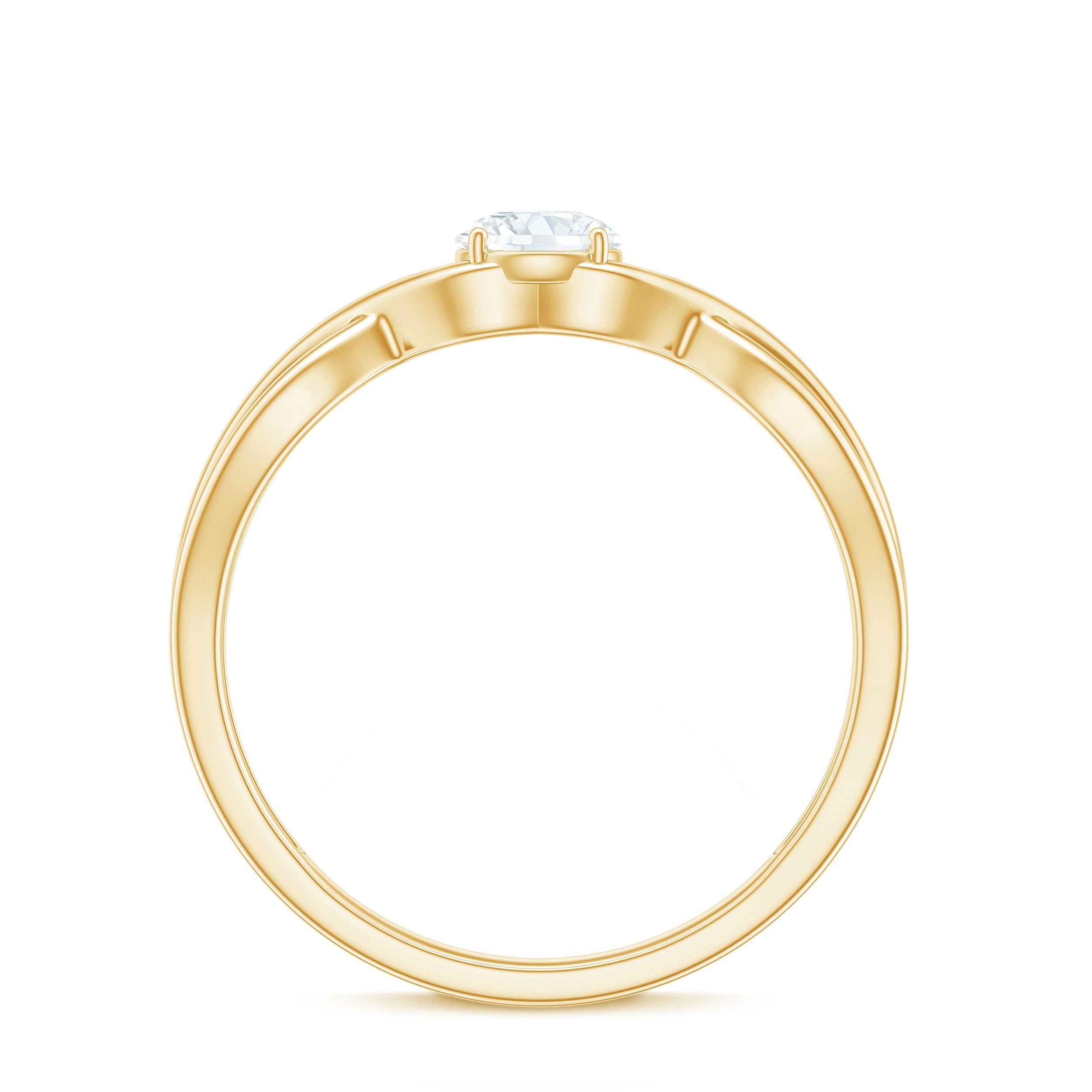 Round Moissanite Solitaire Promise Ring with Infinity Band