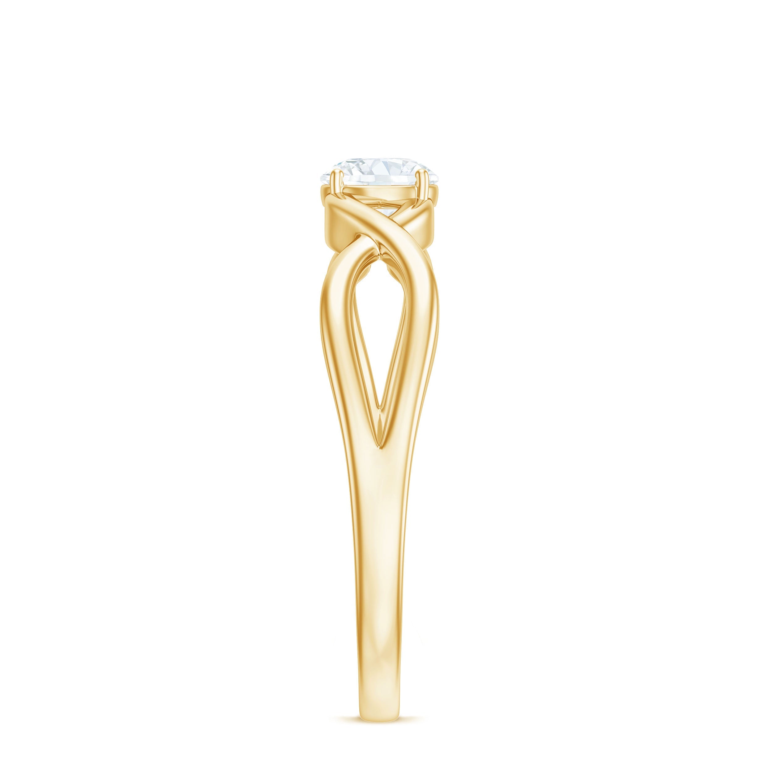 Round Moissanite Solitaire Promise Ring with Infinity Band