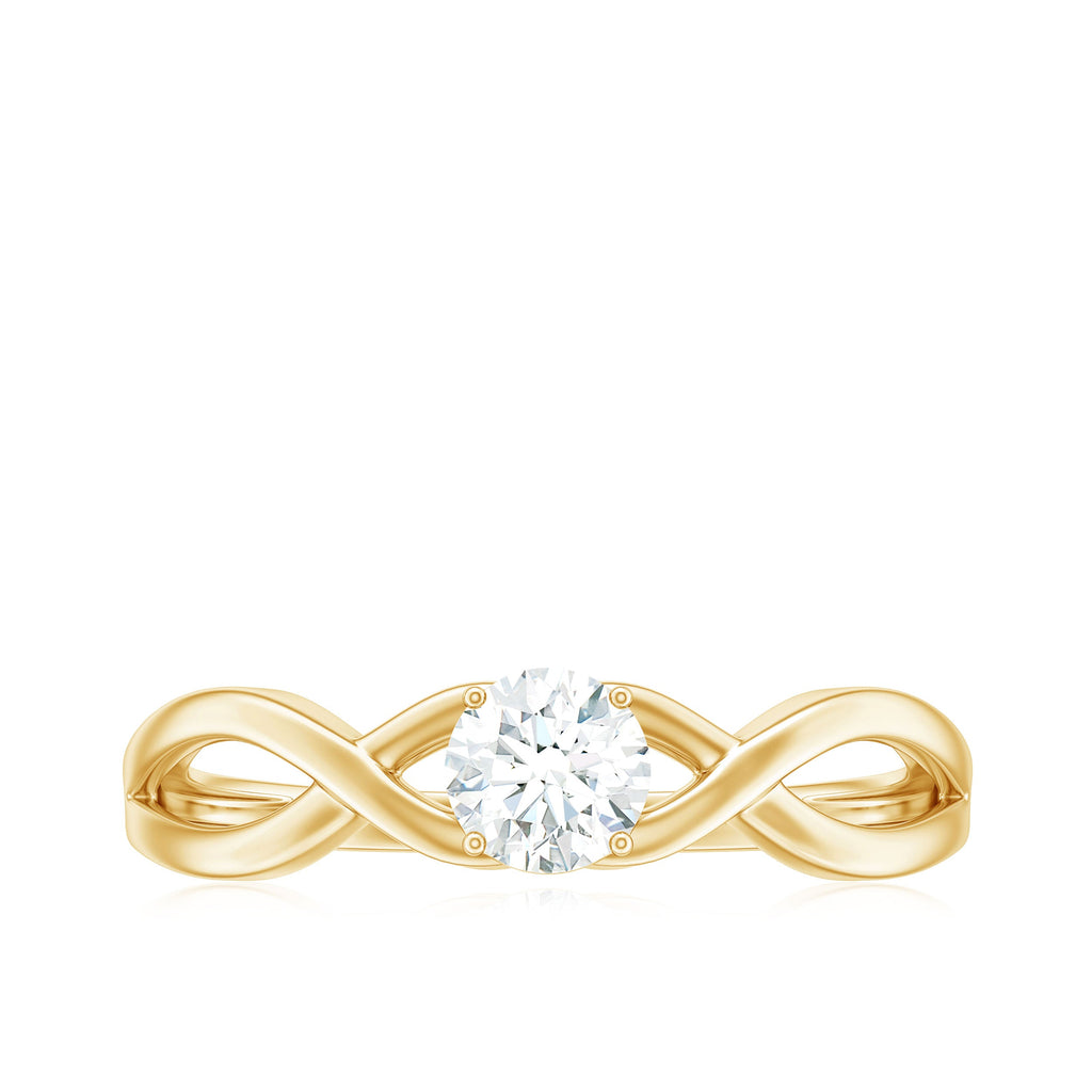 Round Moissanite Solitaire Promise Ring with Infinity Band