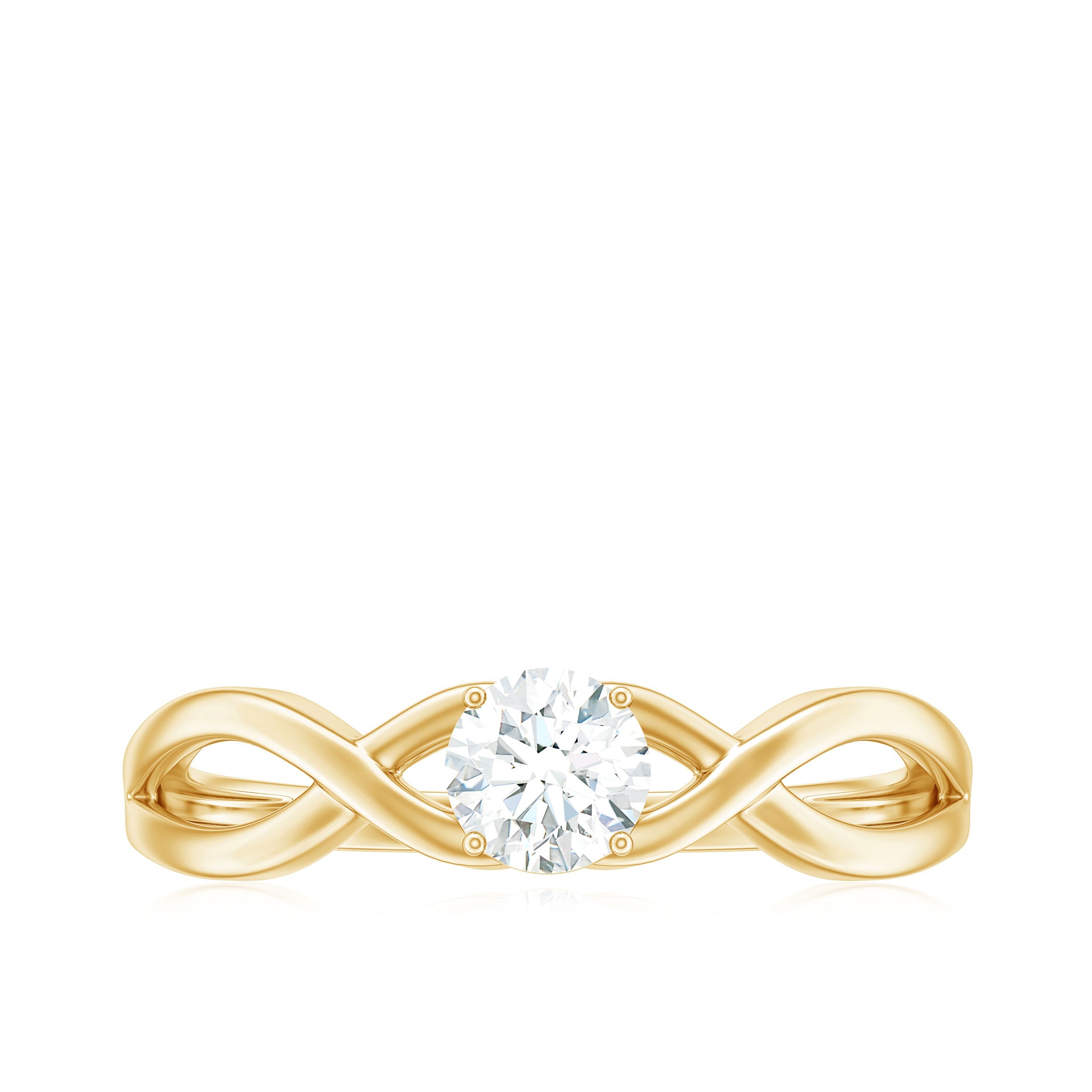 Round Moissanite Solitaire Promise Ring with Infinity Band