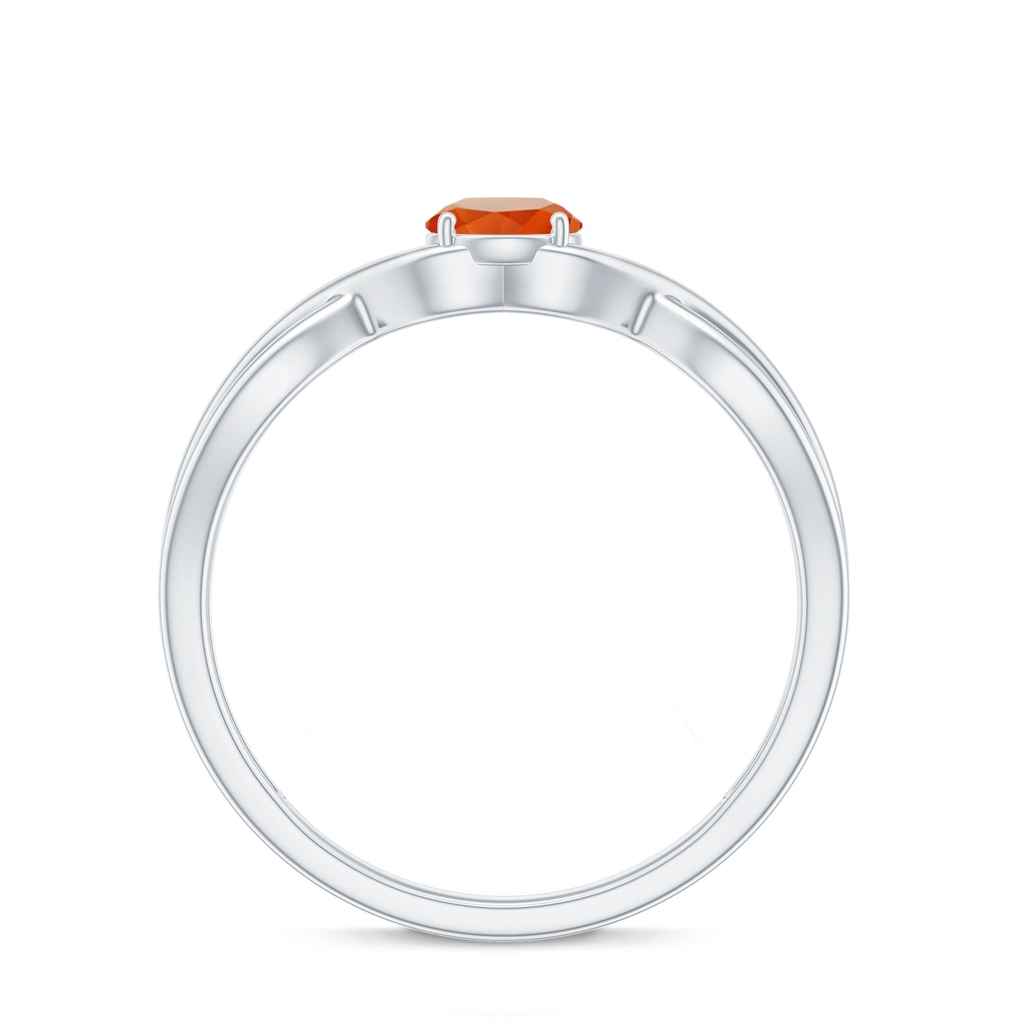 0.25 CT Solitaire Fire Opal Crossover Engagement Ring