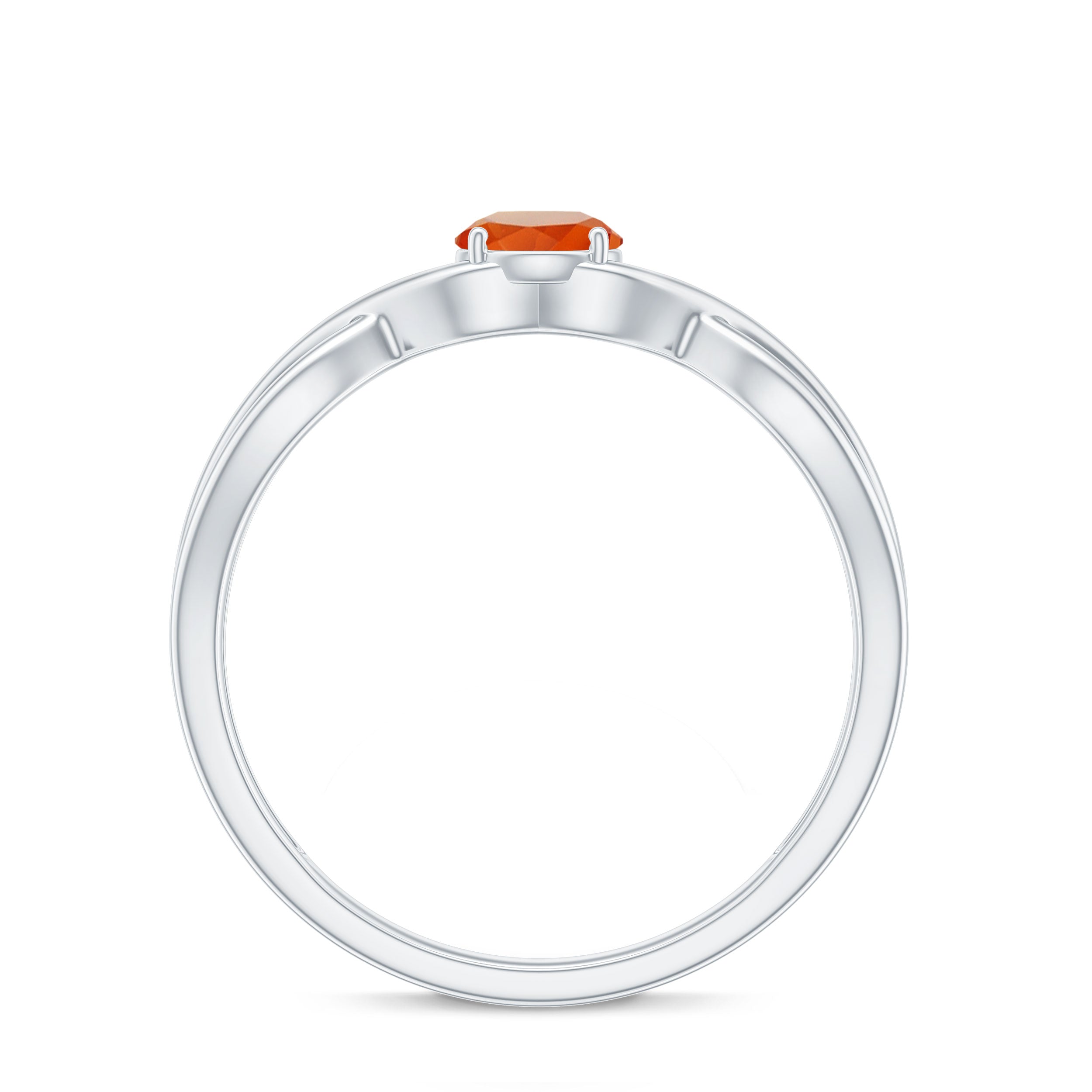 0.25 CT Solitaire Fire Opal Crossover Engagement Ring