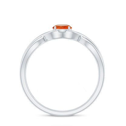 0.25 CT Solitaire Fire Opal Crossover Engagement Ring