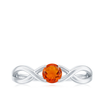 0.25 CT Solitaire Fire Opal Crossover Engagement Ring