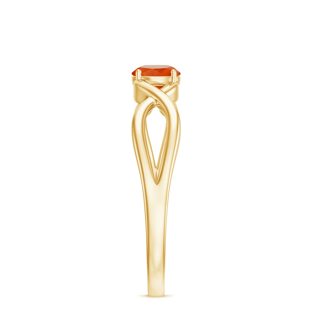 0.25 CT Solitaire Fire Opal Crossover Engagement Ring