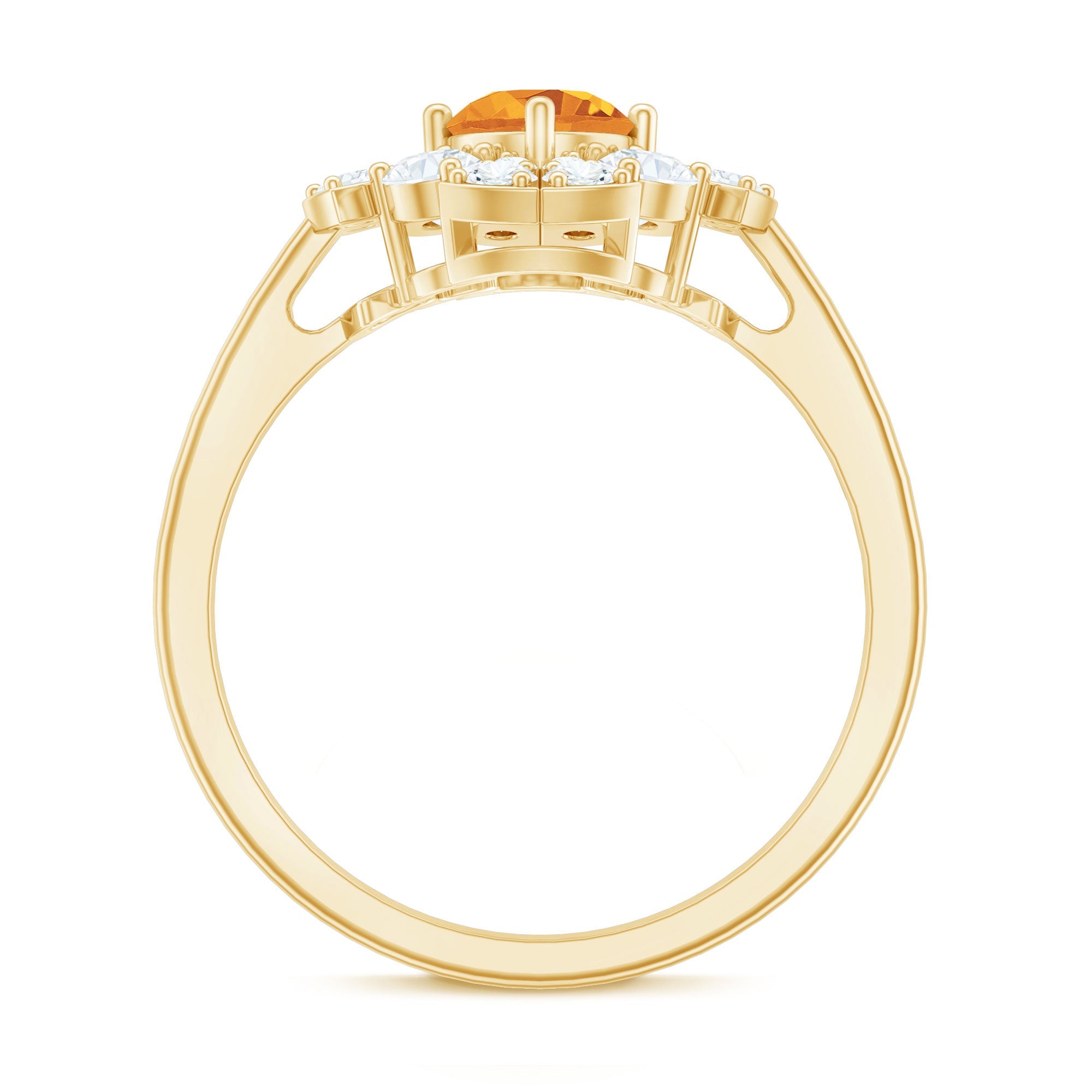 Vintage Looking Citrine Flower Engagement Ring with Certificate