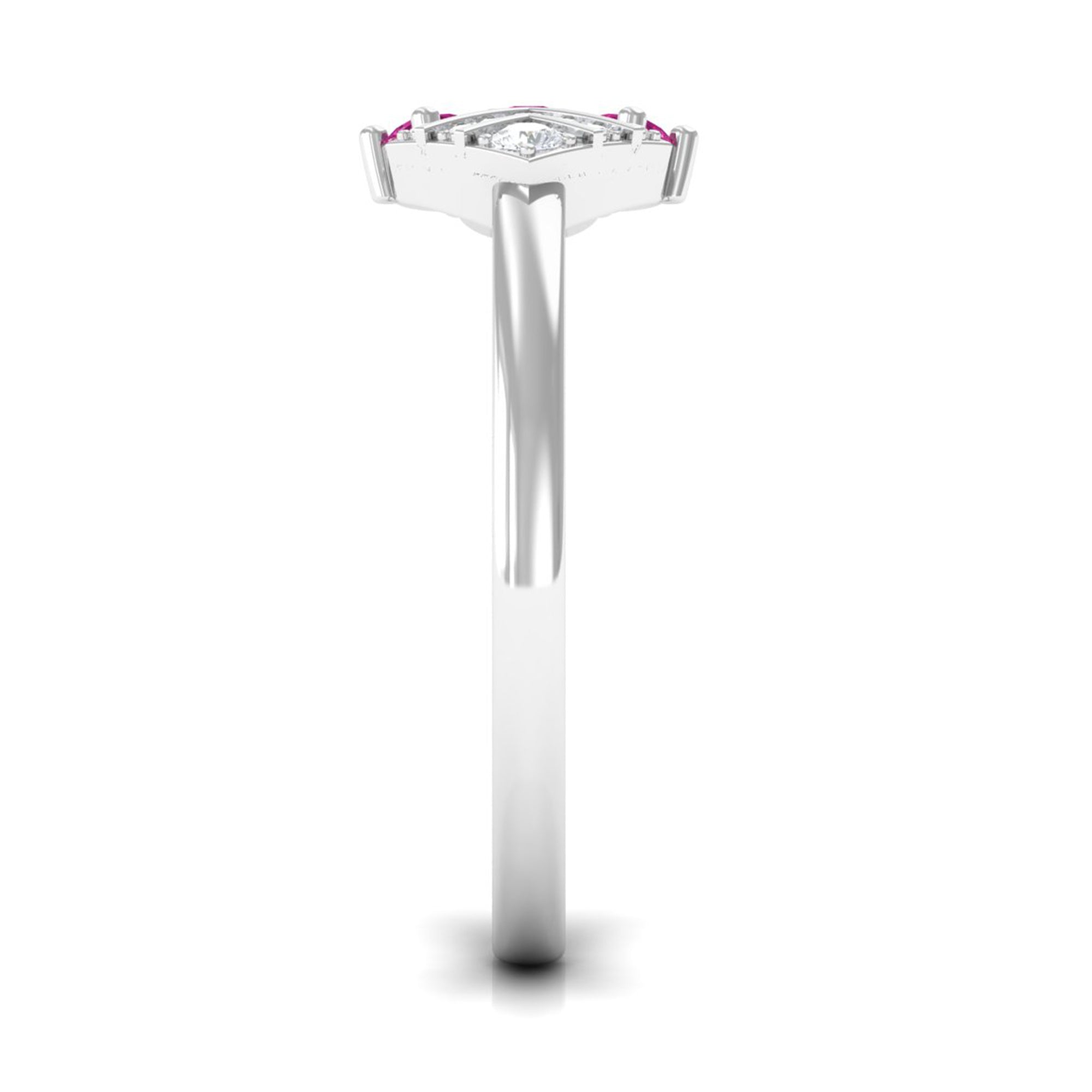 Pink Tourmaline Art Deco Engagement Ring with Diamond