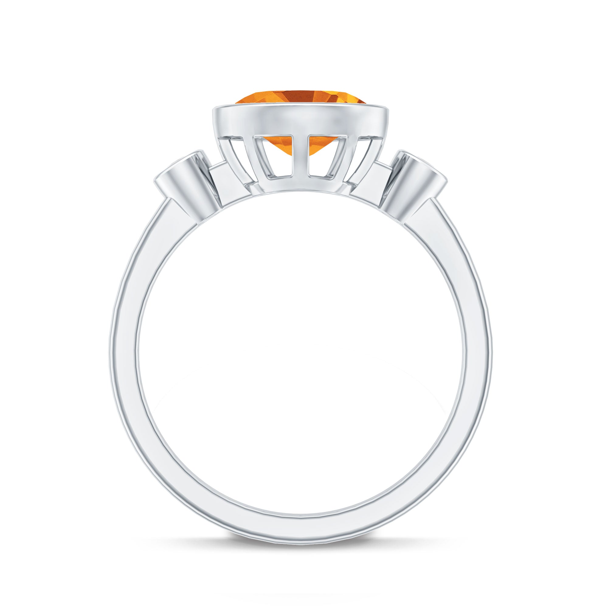 Natural 6X8mm Citrine Diamond Oval Engagement Ring in Bezel Set