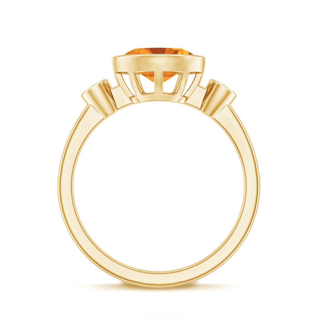 Natural 6X8mm Citrine Diamond Oval Engagement Ring in Bezel Set