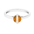 0.75 CT Designer Round Shape Citrine Ring with Diamond Stones