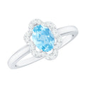 1.25 CT Oval Aquamarine Cocktail Engagement Ring with Diamond Floral Halo