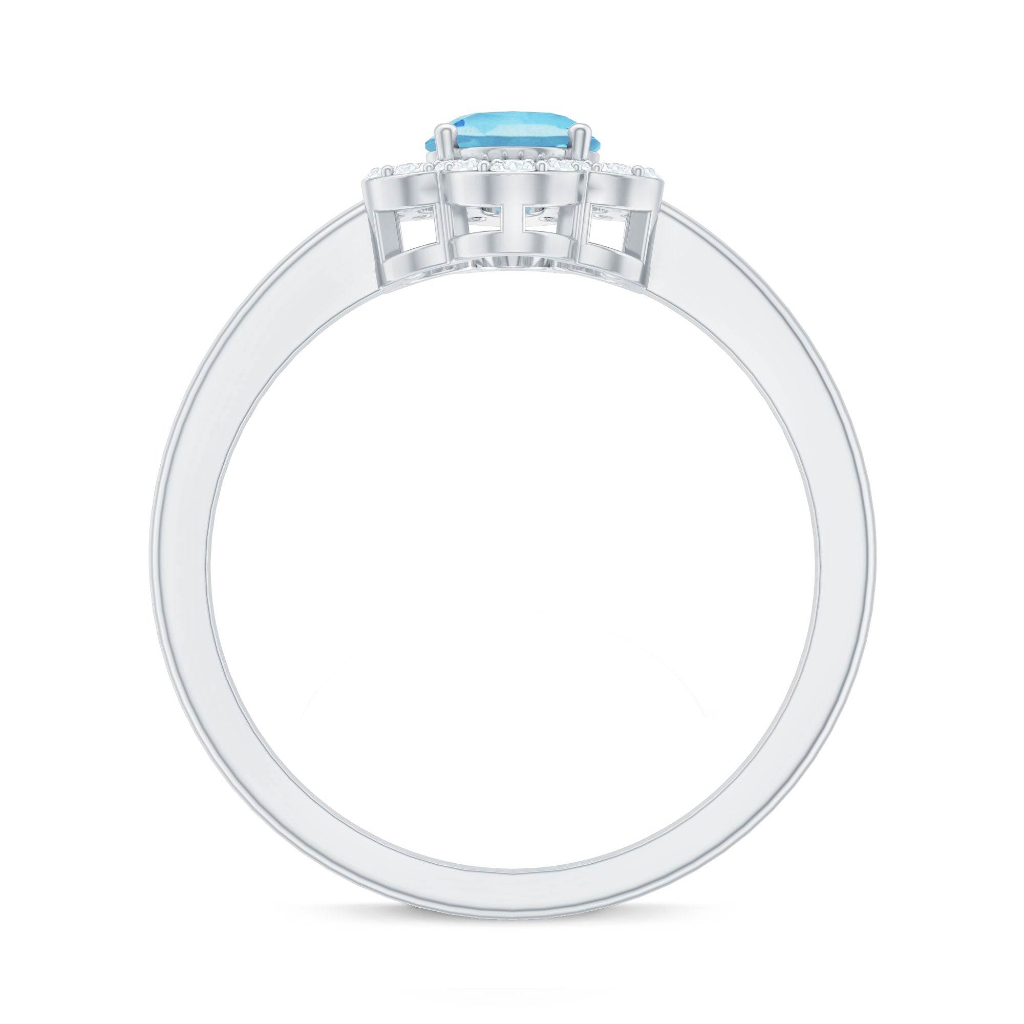 1.25 CT Oval Aquamarine Cocktail Engagement Ring with Diamond Floral Halo