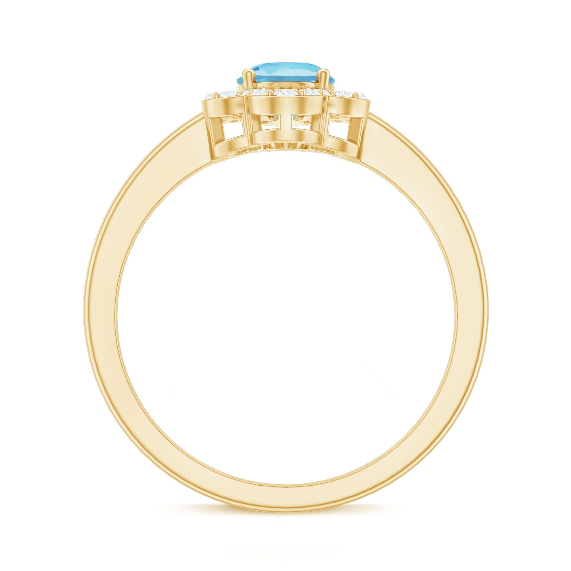 1.25 CT Oval Aquamarine Cocktail Engagement Ring with Diamond Floral Halo