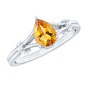 Certified Real Citrine Pear Shaped Engagement Ring with Diamond