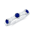 Blue Sapphire and Diamond Minimal Half Eternity Ring