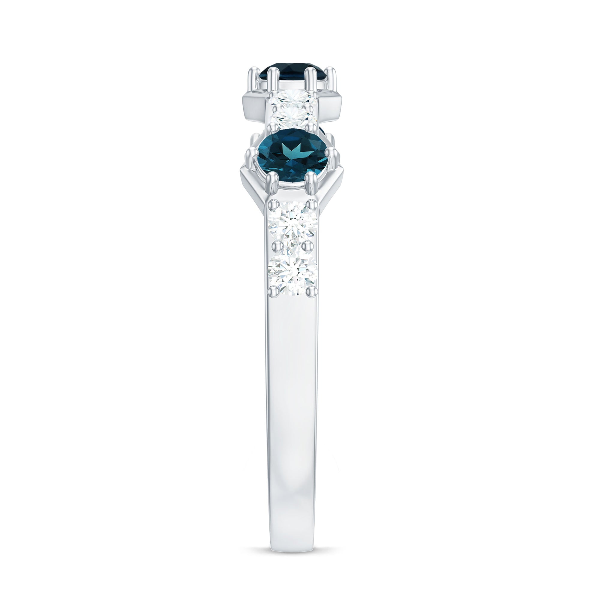 Certified London Blue Topaz Eternity Wedding Band with Diamond