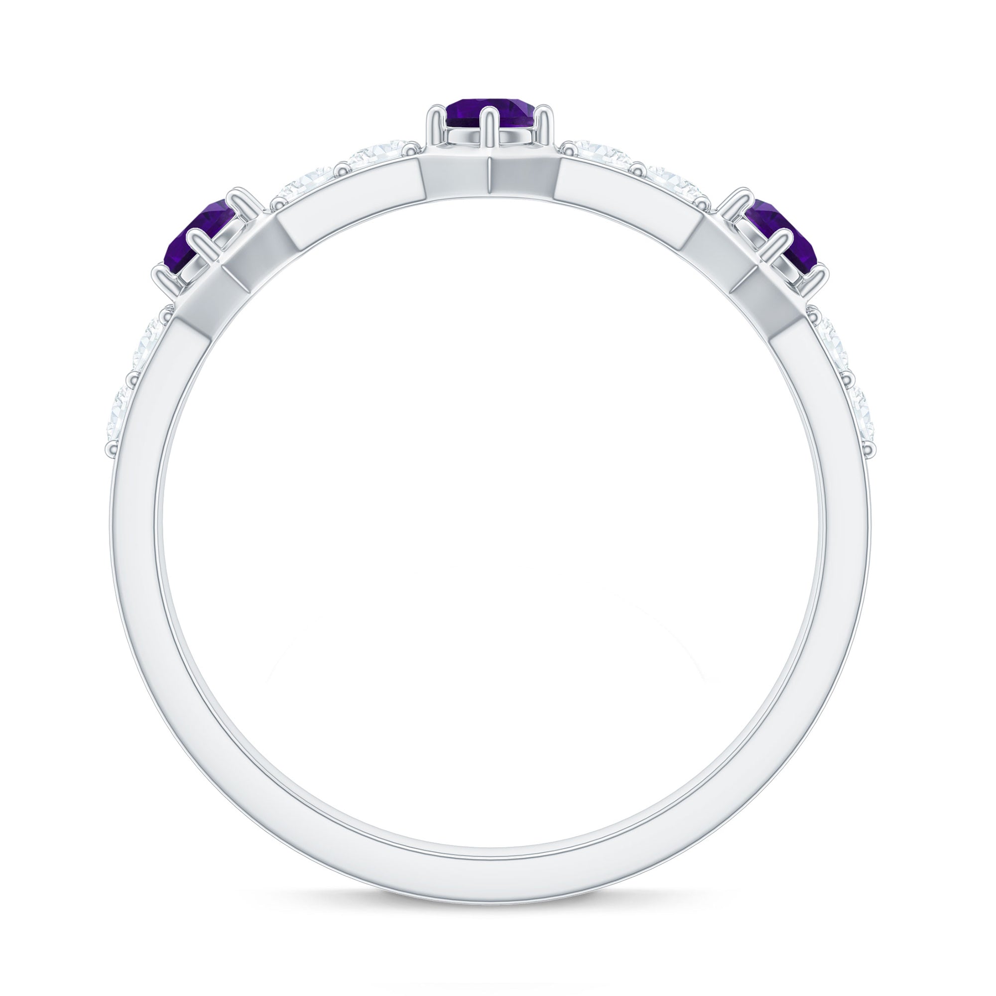 Genuine Amethyst and Diamond Eternity Anniversary Ring