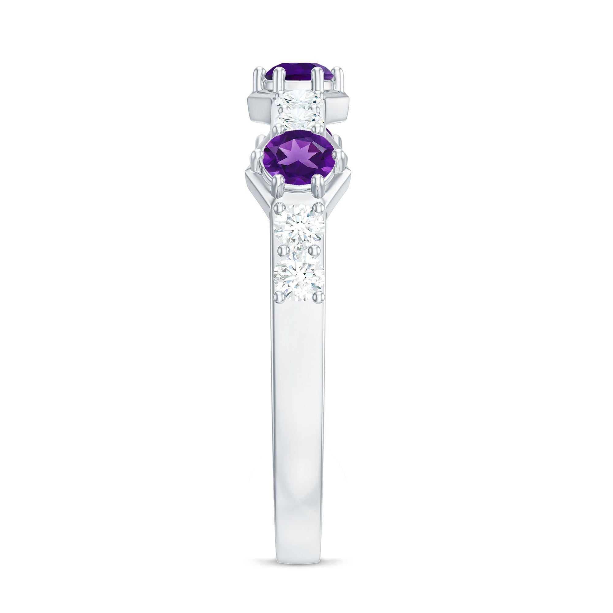 Genuine Amethyst and Diamond Eternity Anniversary Ring