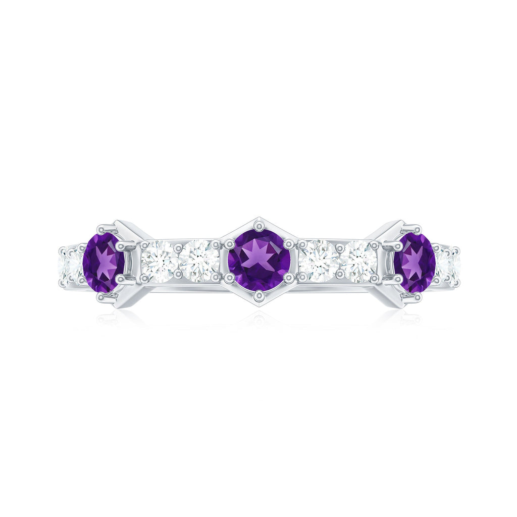 Genuine Amethyst and Diamond Eternity Anniversary Ring