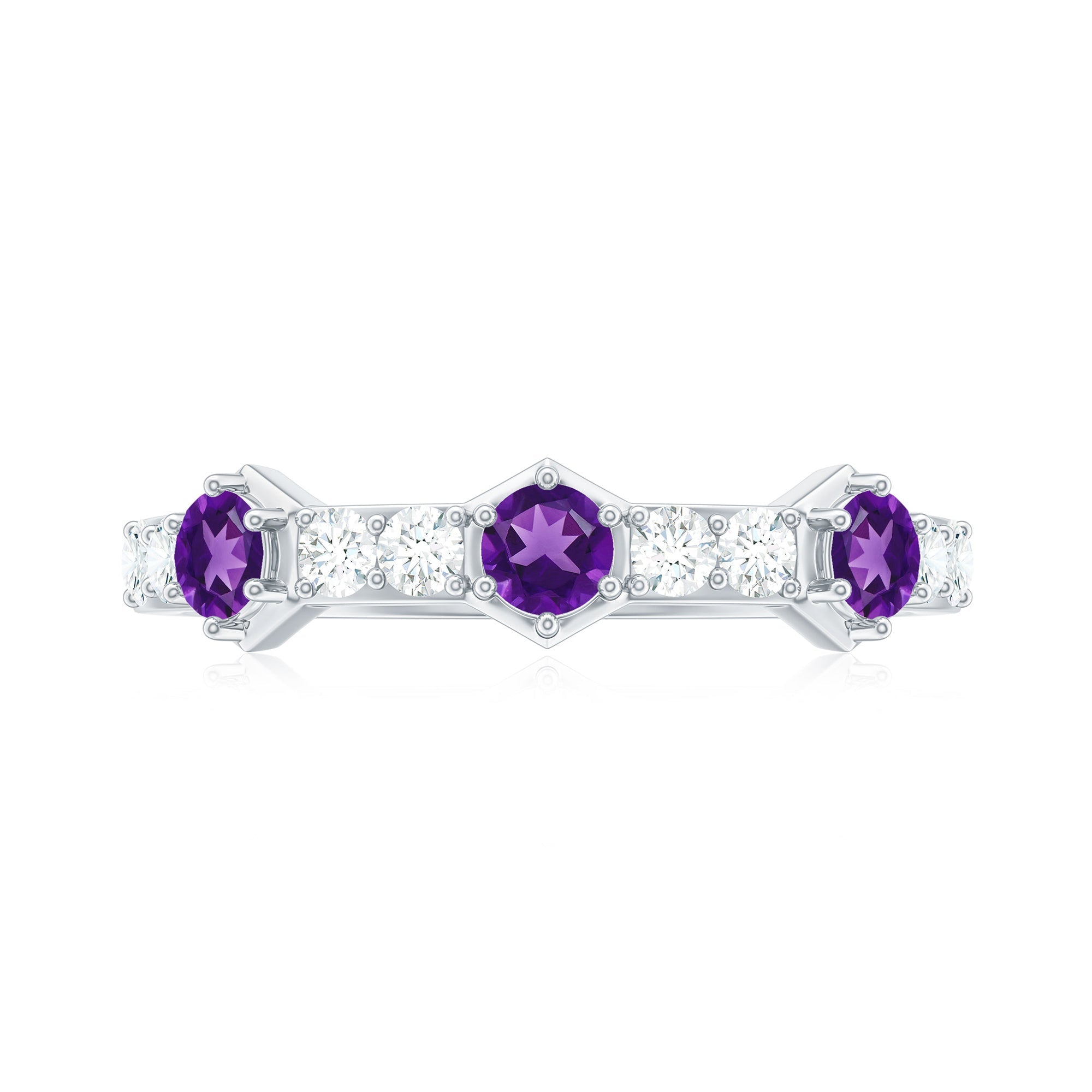 Genuine Amethyst and Diamond Eternity Anniversary Ring