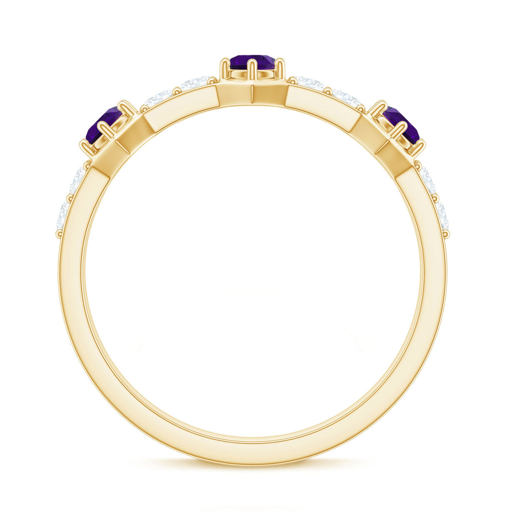 Genuine Amethyst and Diamond Eternity Anniversary Ring