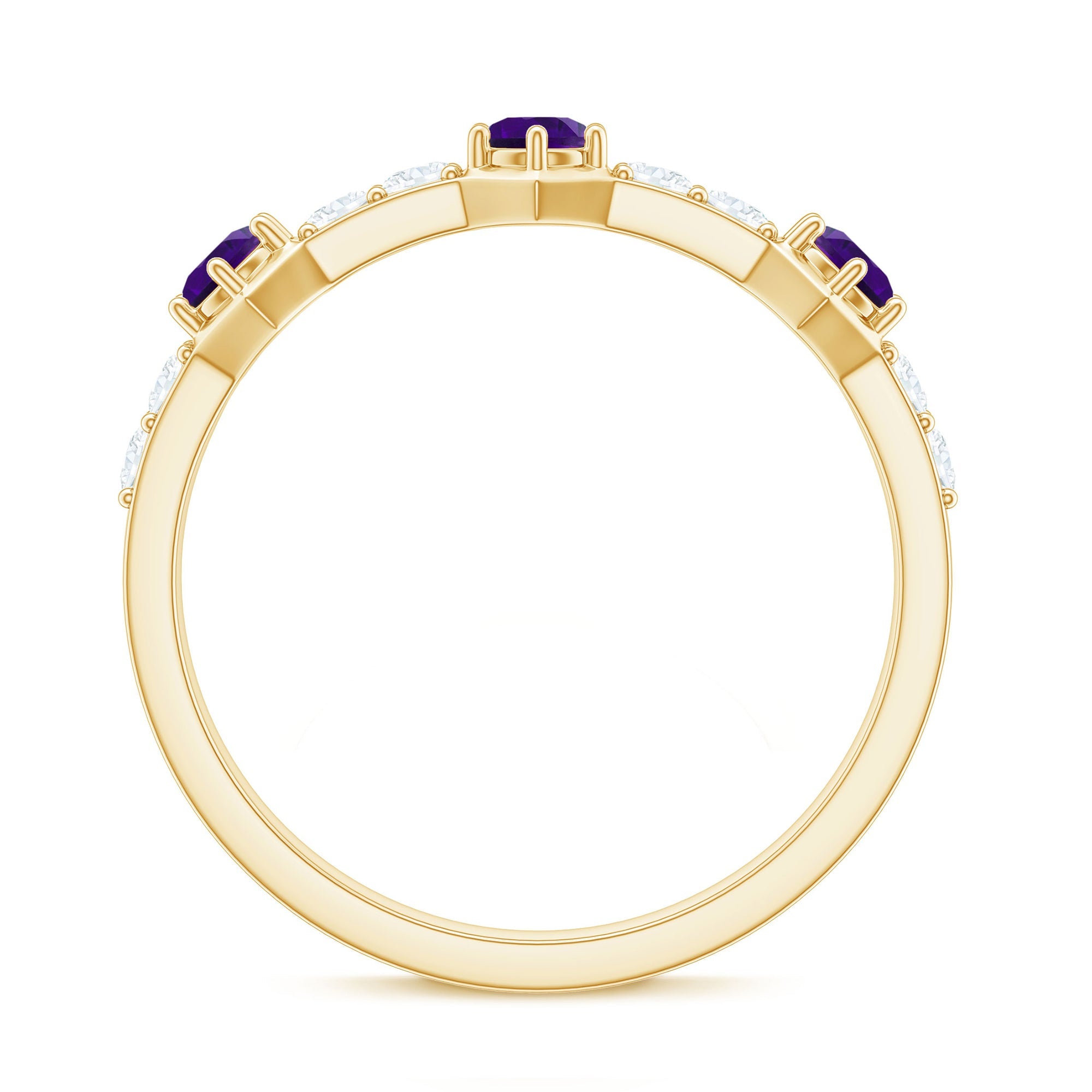 Genuine Amethyst and Diamond Eternity Anniversary Ring