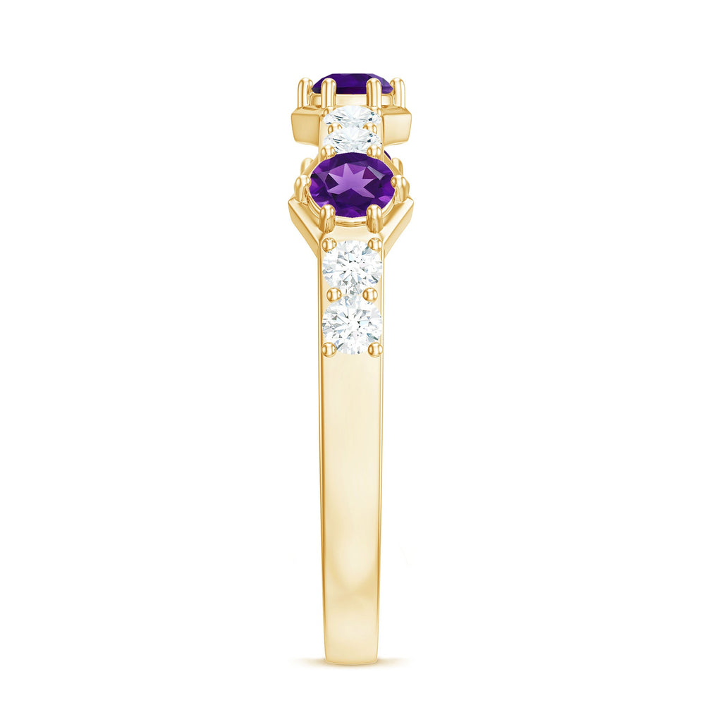 Genuine Amethyst and Diamond Eternity Anniversary Ring
