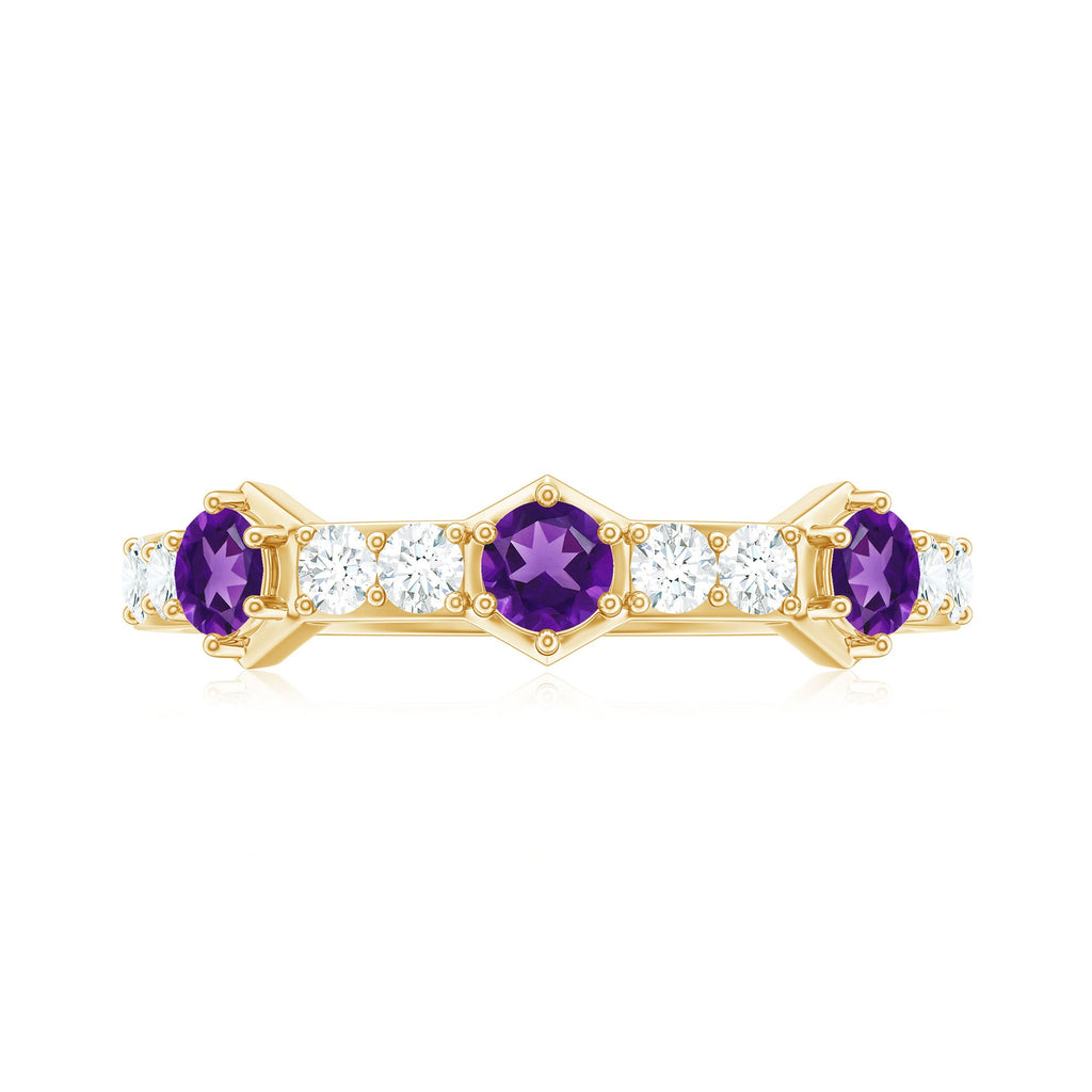 Genuine Amethyst and Diamond Eternity Anniversary Ring