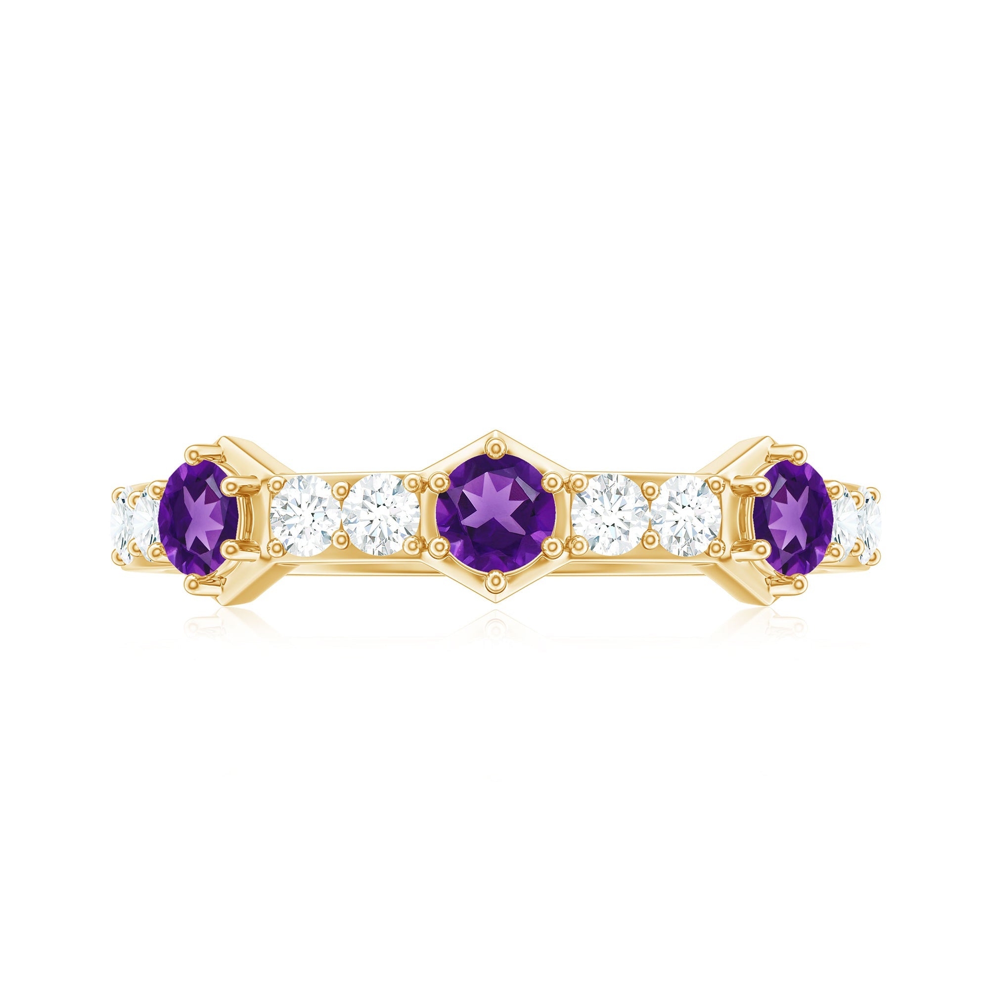 Genuine Amethyst and Diamond Eternity Anniversary Ring