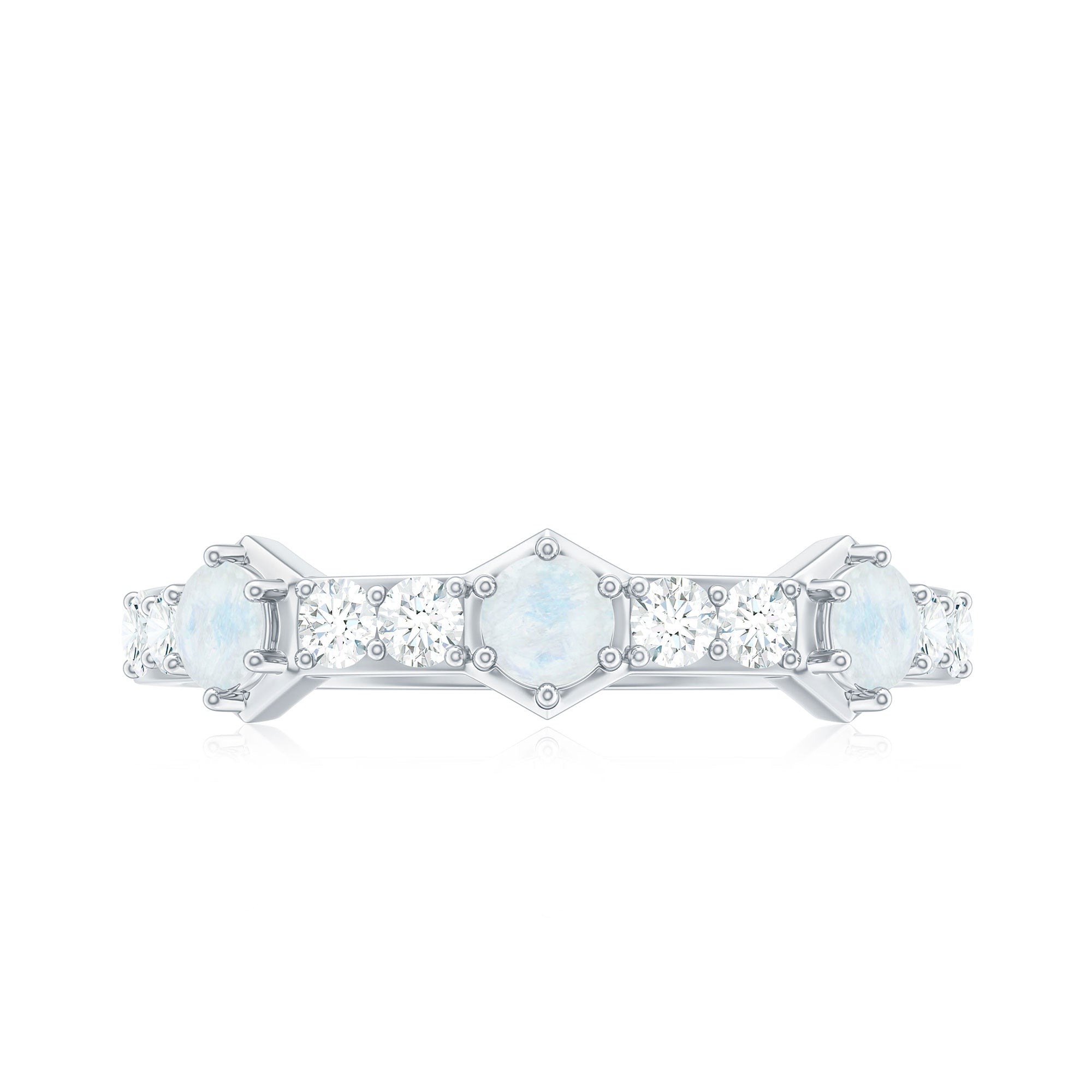 Moonstone and Diamond Minimal Half Eternity Ring