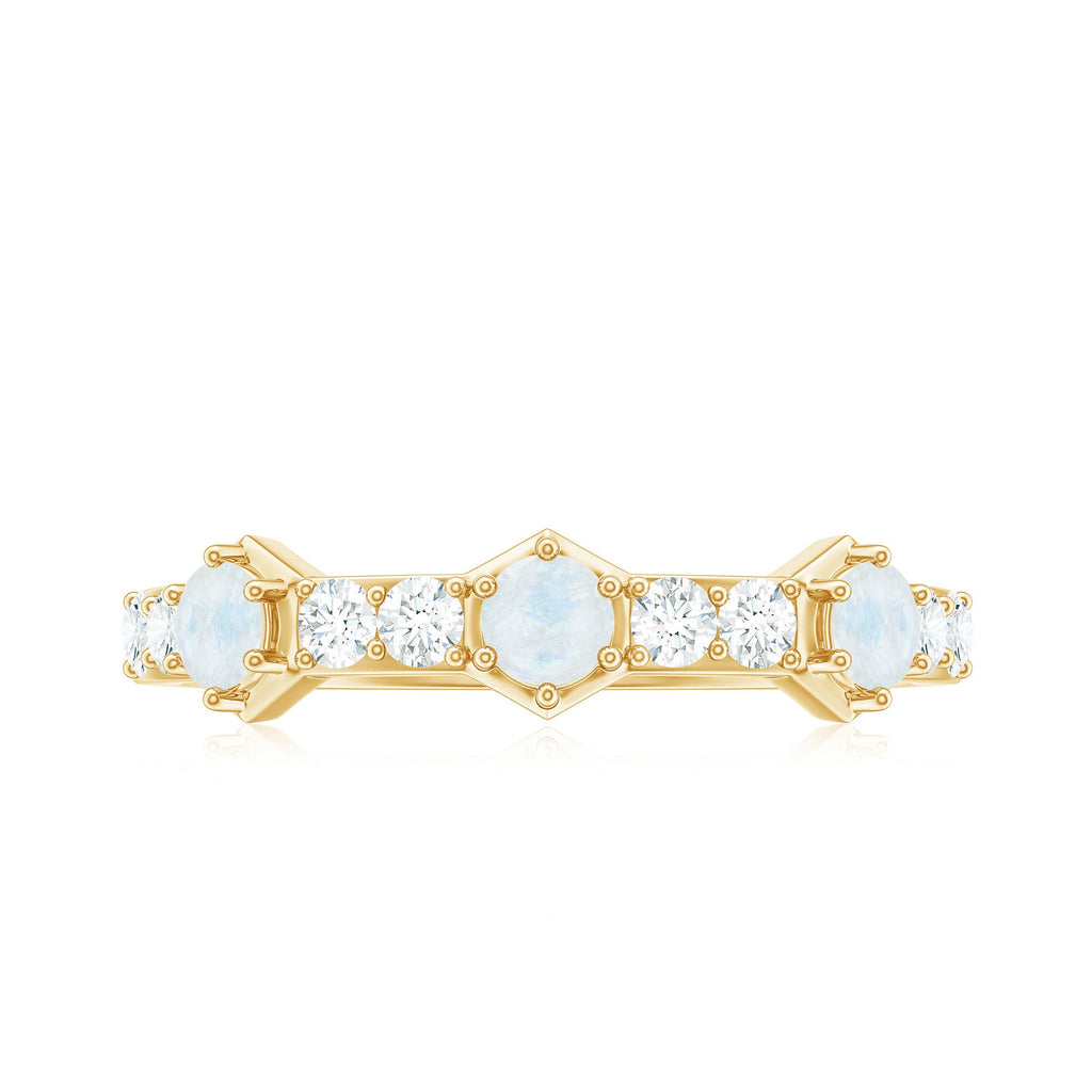 Moonstone and Diamond Minimal Half Eternity Ring
