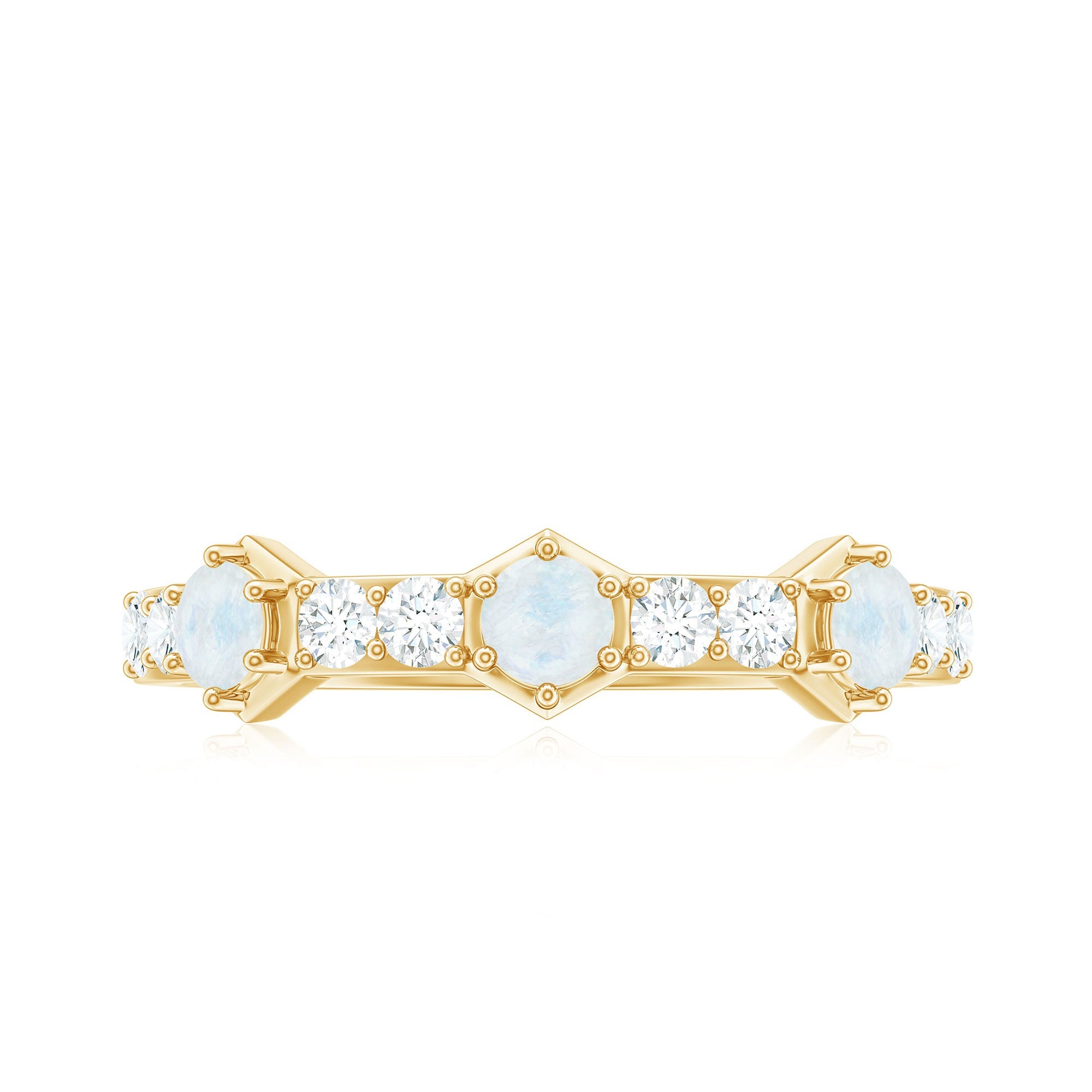 Moonstone and Diamond Minimal Half Eternity Ring